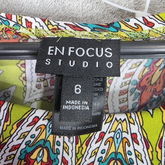 Womens Enfocus Multicolor Paisley Ruched Sleeveless Dress Polyester Stretch 6 - Picture 3 of 8